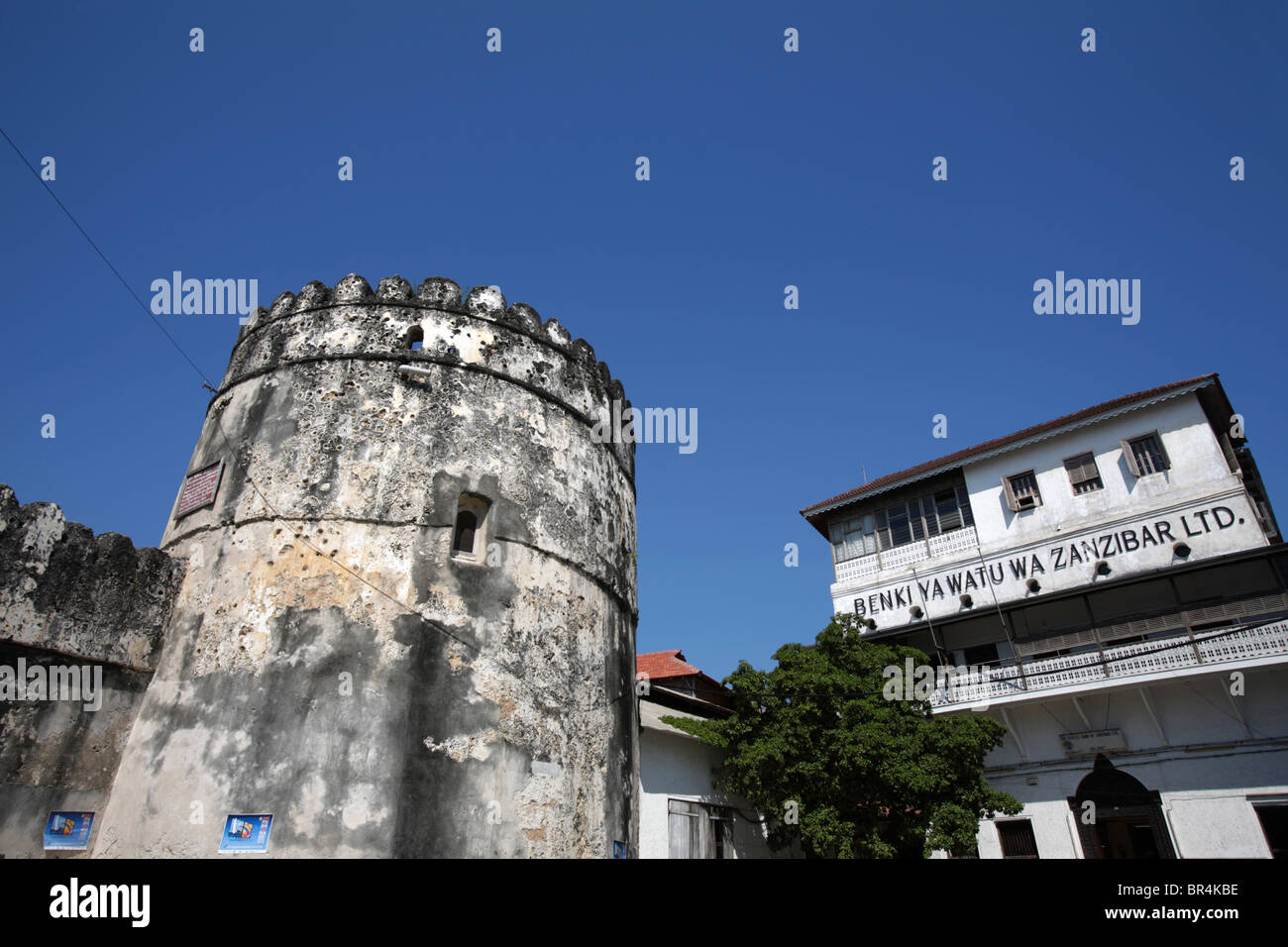 The old arab fort in Stone Town, Zanzibar, Tanzania Stock Photo