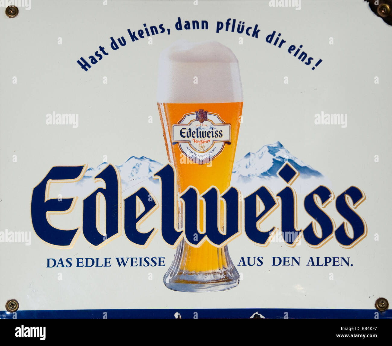 Beer Sign Pub Bar Cafe Edelweiss Austria Stock Photo
