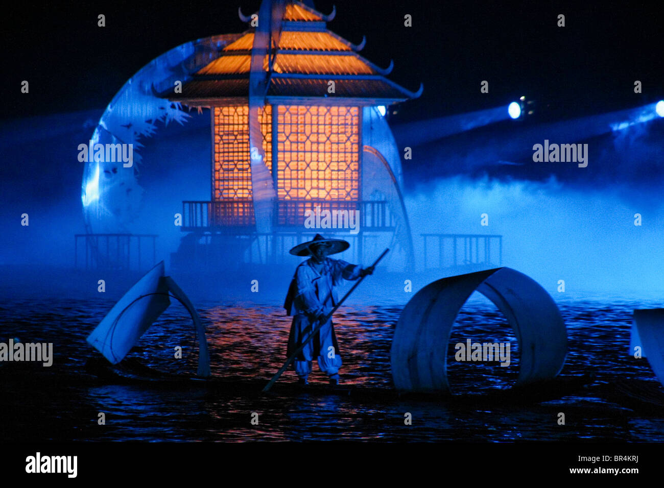 Chinese fisherman fishing in Li Jang River, Guilin, China Stock Photo