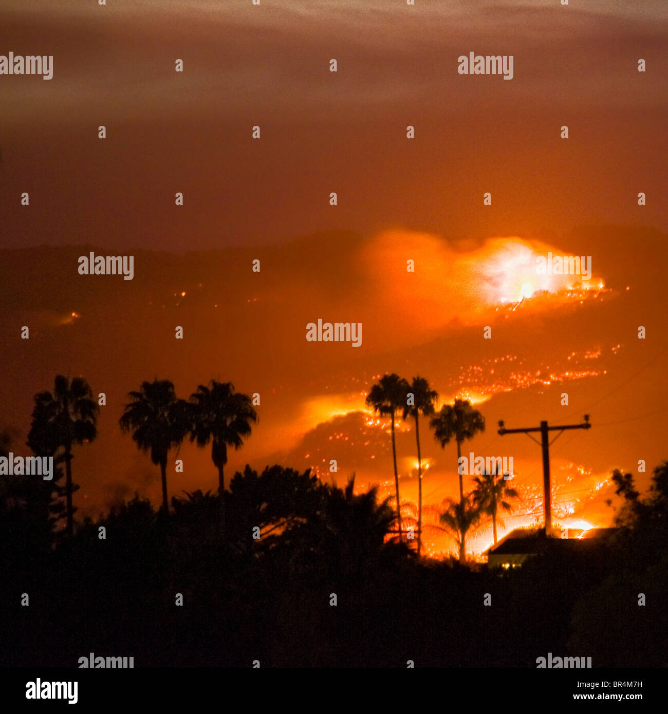 The Gap fire burns above Goleta CA on July 3, 2008. Stock Photo