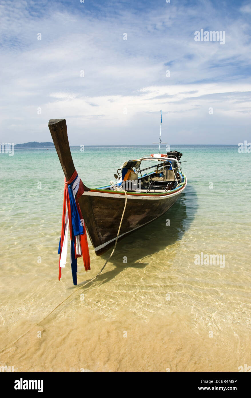 Longtail boat on the beach of Ko Muk, Thailand Stock Photo