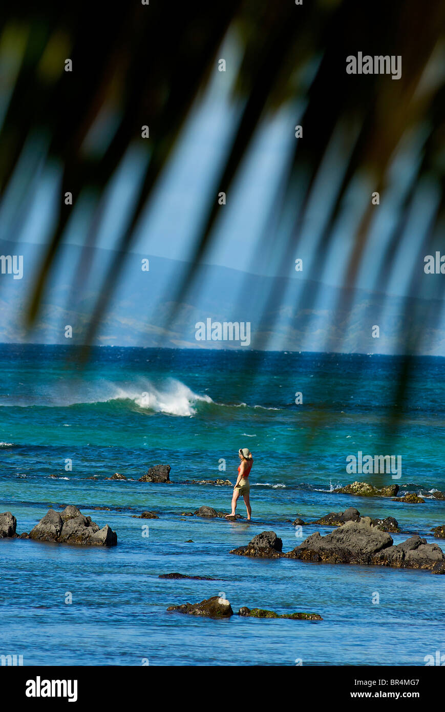 A woman standing on the beach. Maui, Hawaii. Stock Photo
