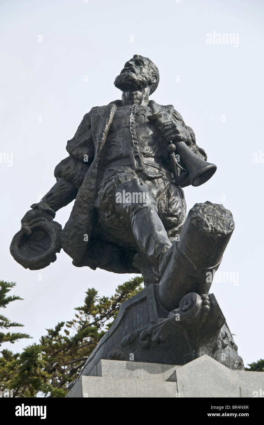 Memorial to Ferdinand Magellan on the Plaza de Armas, Puntas Arenas, Chile Stock Photo