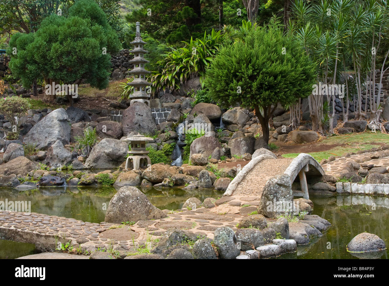 Formal Japanese Gardens at the Kepaniwai Park's Heritage Gardens, Maui