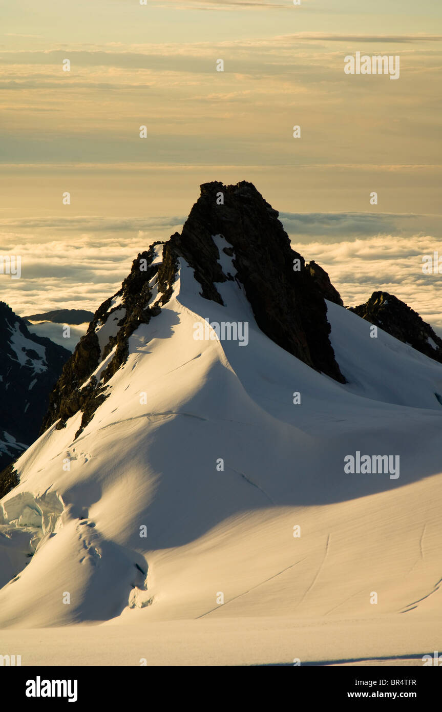 New Zealand, South Island, Westland National Park, Fox Glacier. Pinnacle along Pioneer Ridge on Fox Glacier. Stock Photo