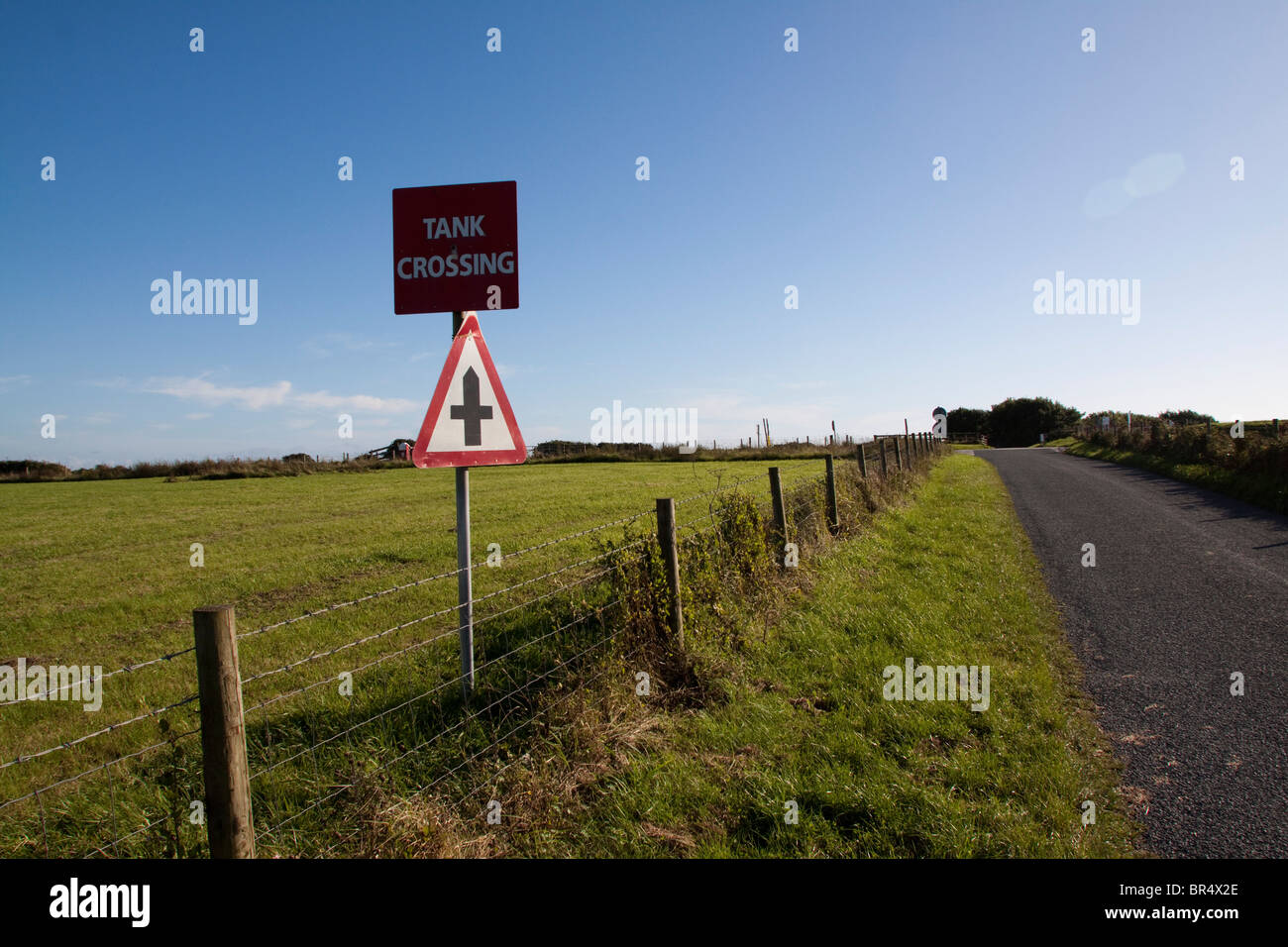 road trafic sign tank crossing at Castlemartin firing range