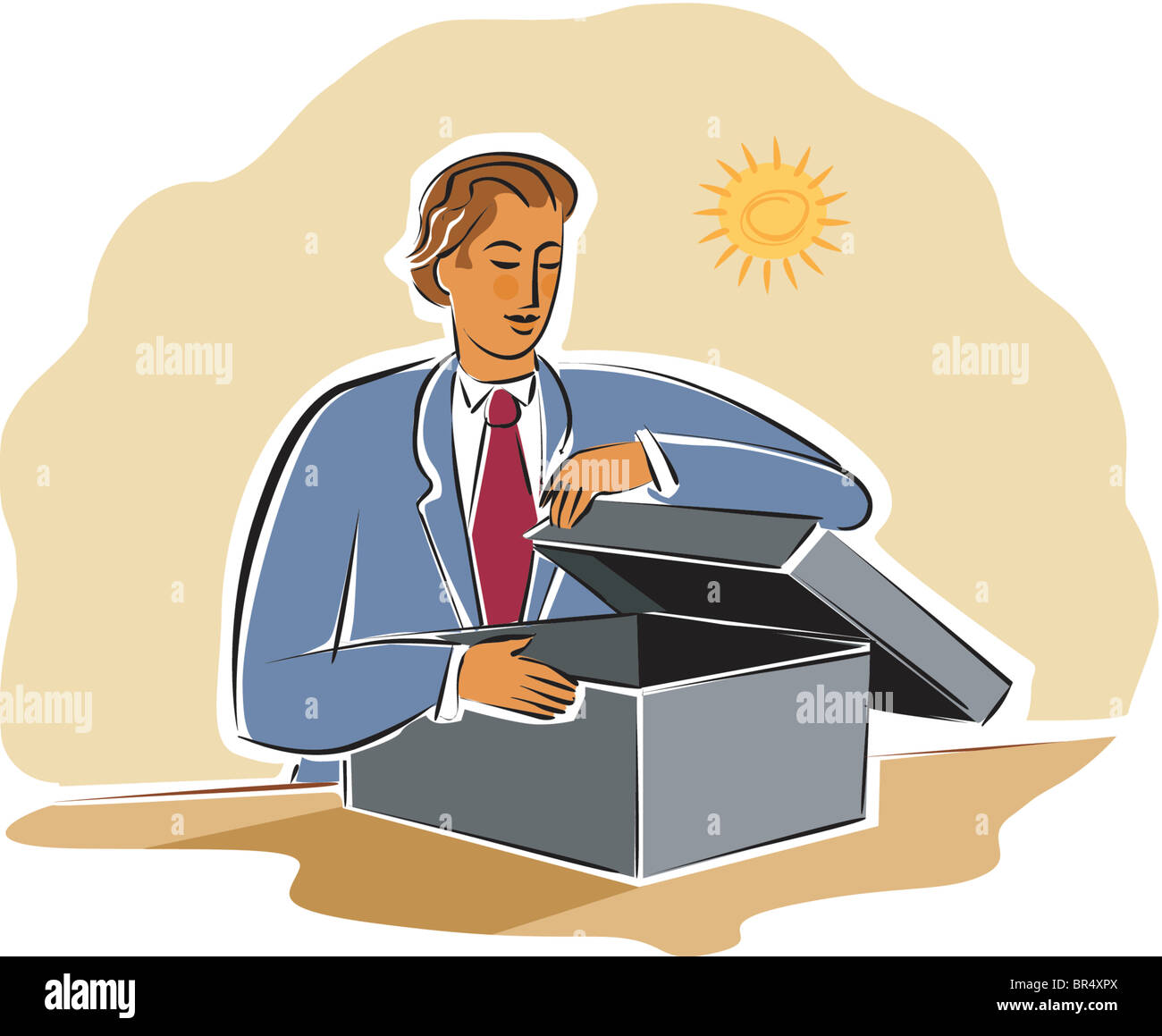 businessman opening a box Stock Photo Alamy