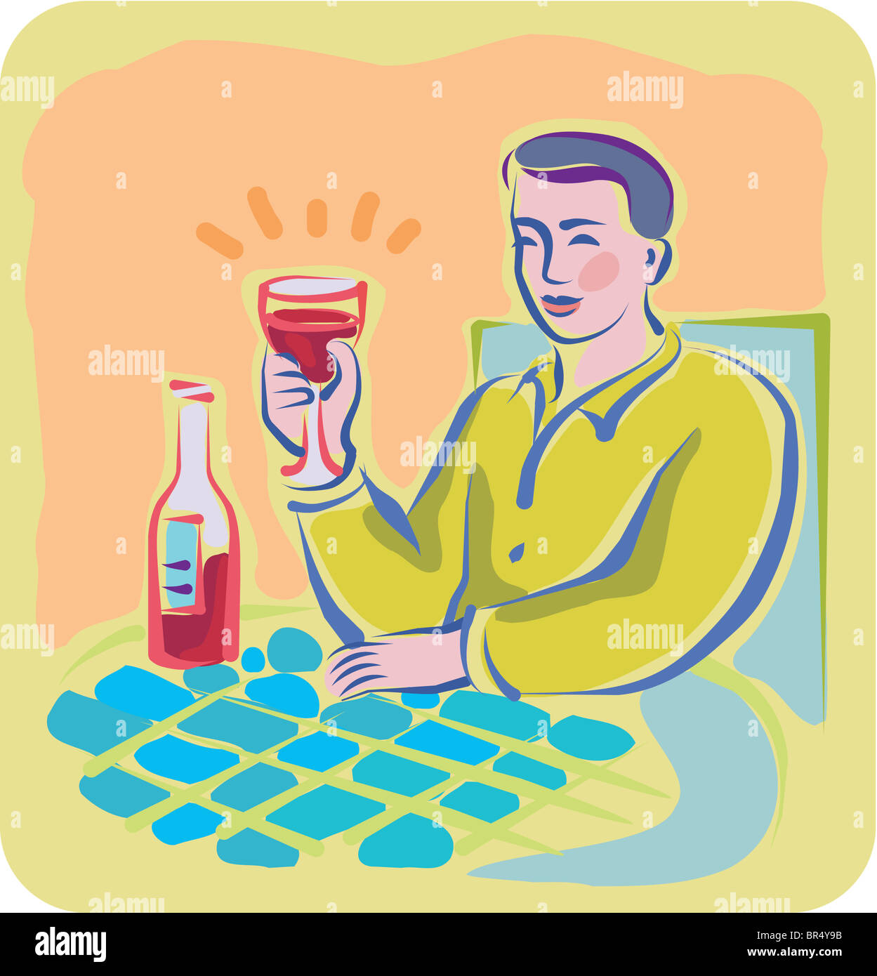 A man enjoying a glass of red wine Stock Photo