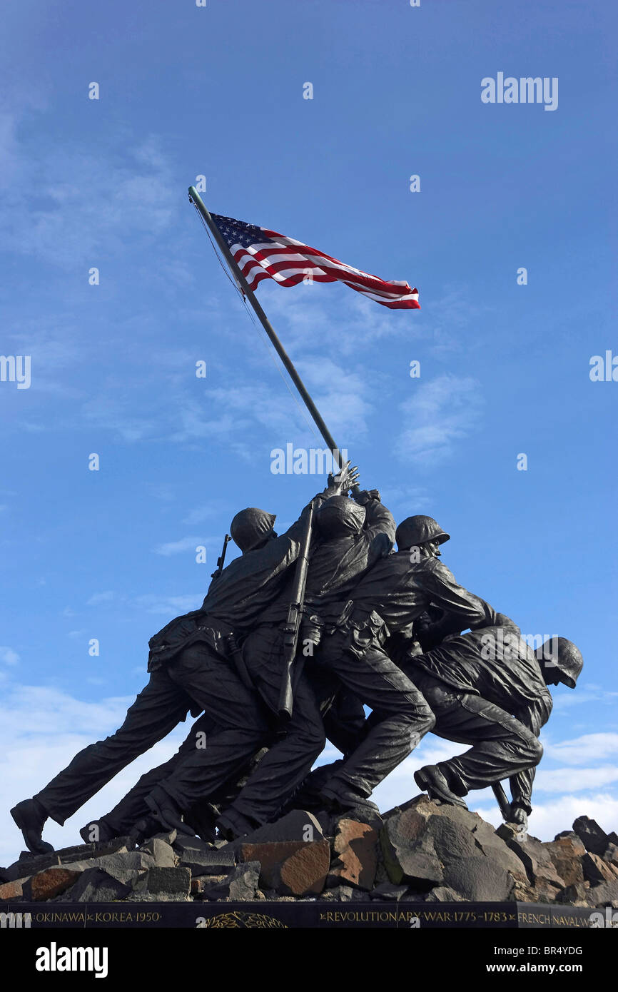 The Marine Corps War Memorial Iwo Jima flag raising Washington DC. USA Stock Photo