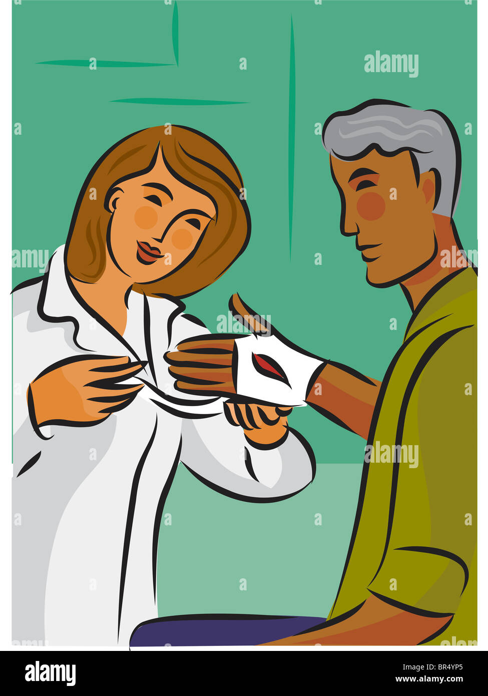 Doctor bandaging a patients hand wound with gauze Stock Photo