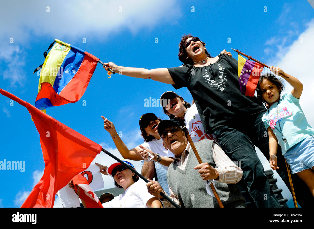 Venezuelans march in opposition of Hugo Chavez in Caracas Venezuela. Stock Photo