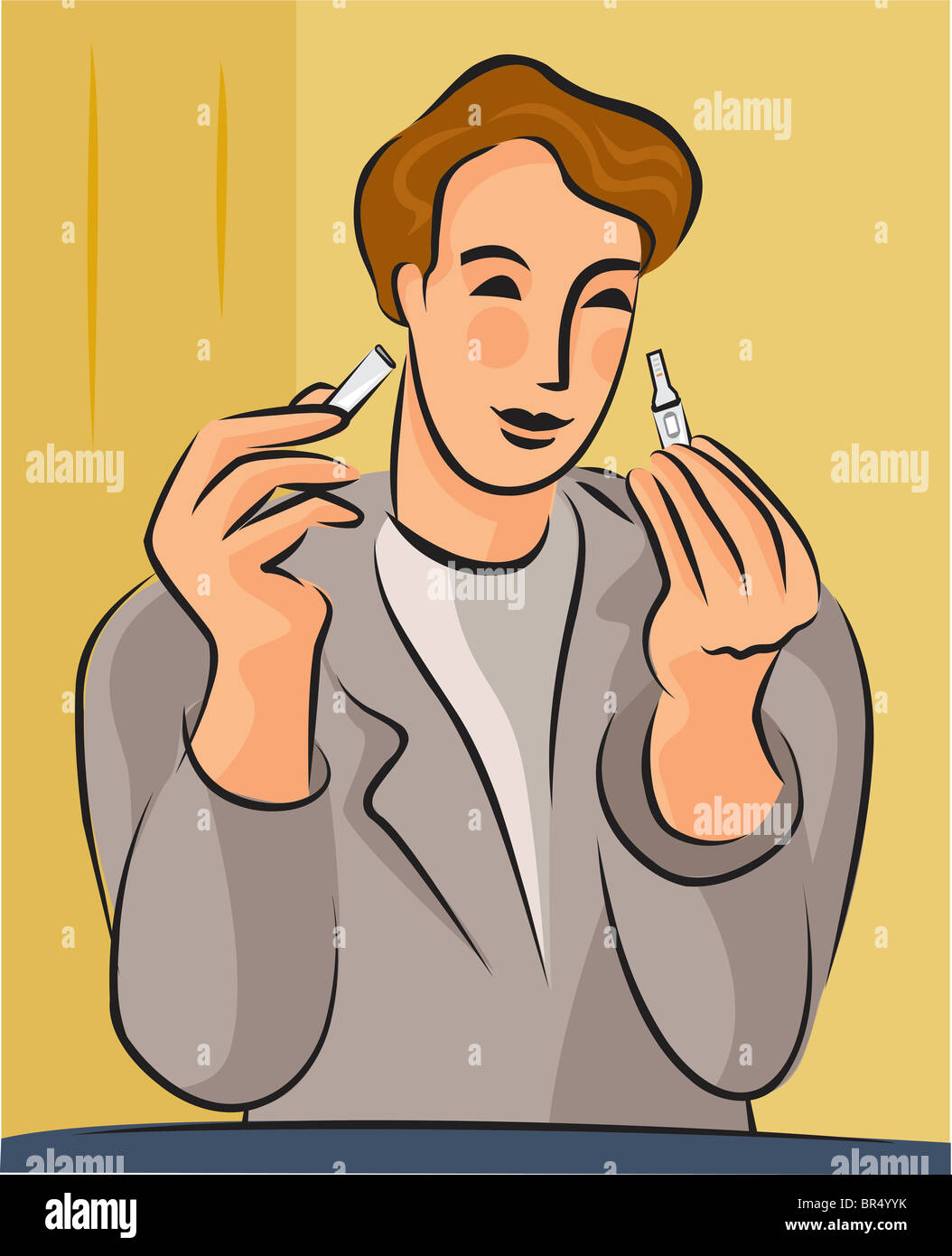 Illustration of a man reading his urine glucose test Stock Photo Alamy