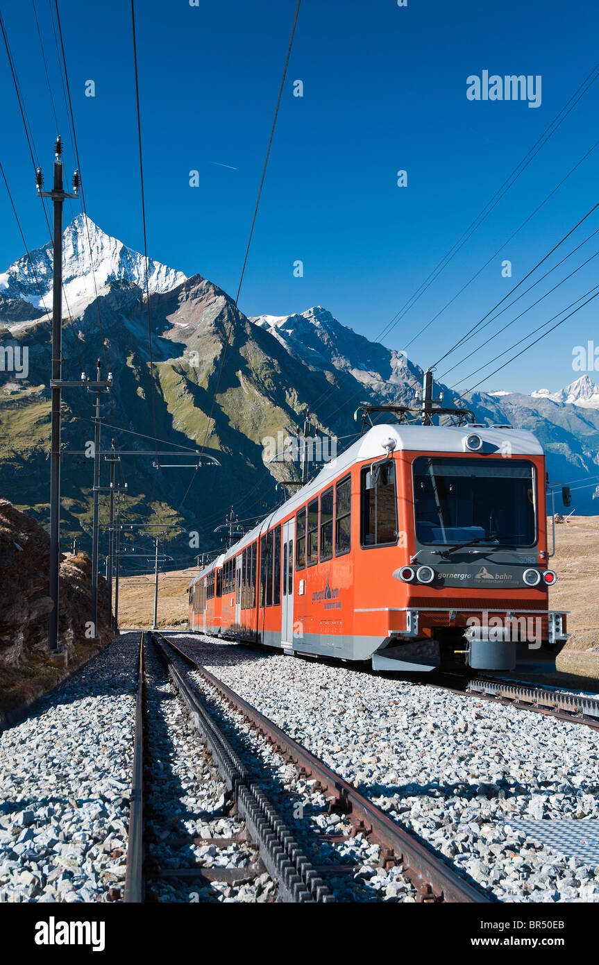 Gornergratbahn gauge mountain rack railway, Zermatt, Valais, Switzerland Stock Photo