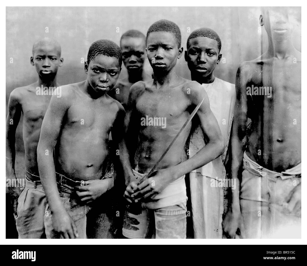 Group of young Gambian teenage boys. Stock Photo