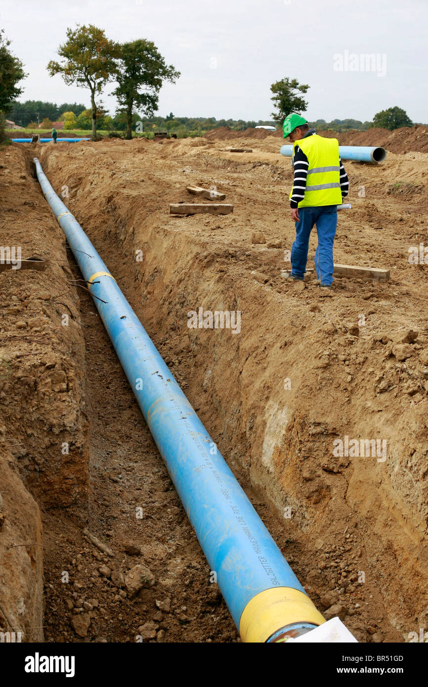 Construction of drinking water pipes Stock Photo Alamy