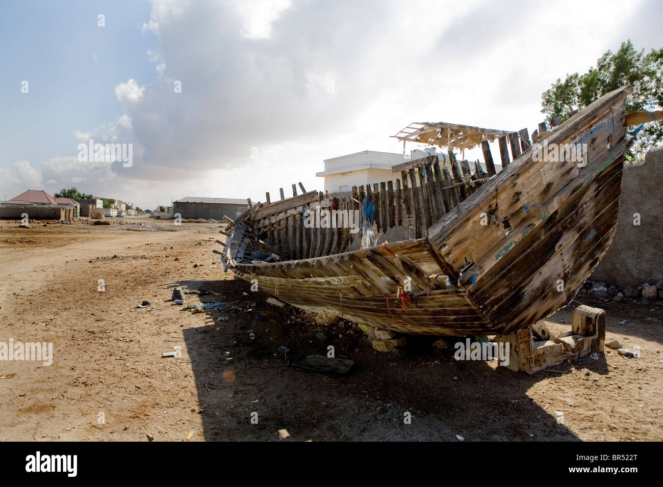 Destroyed boat in the Berbera fishing village Stock Photo - Alamy