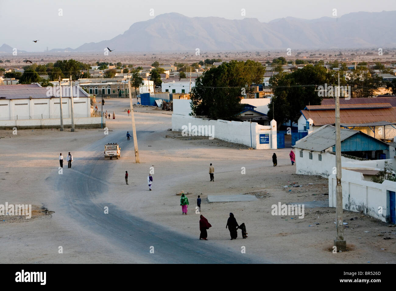 Street scene in the port town of Berbera. Stock Photo