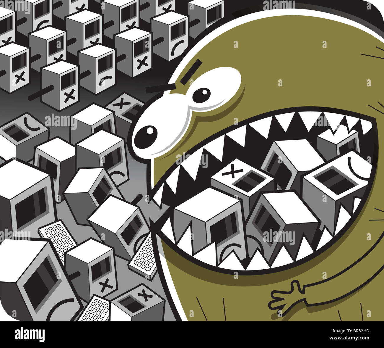A monster eating computers Stock Photo Alamy