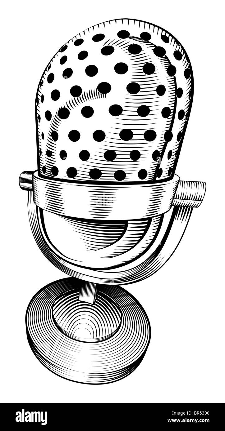a black and white illustration of a microphone Stock Photo - Alamy