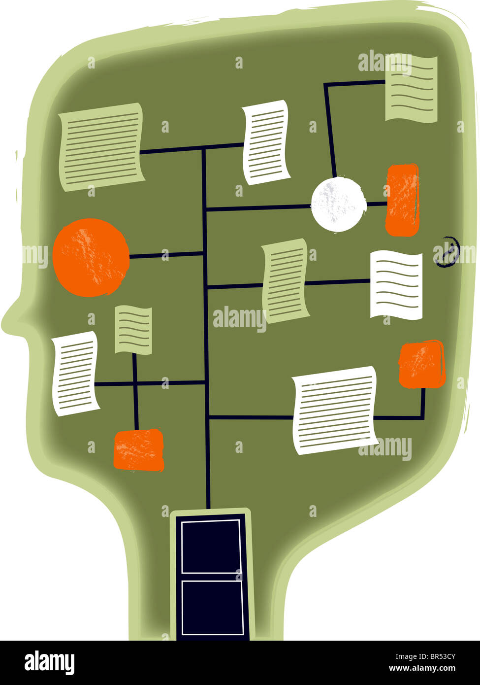 A figurative head with a tree of shapes within Stock Photo