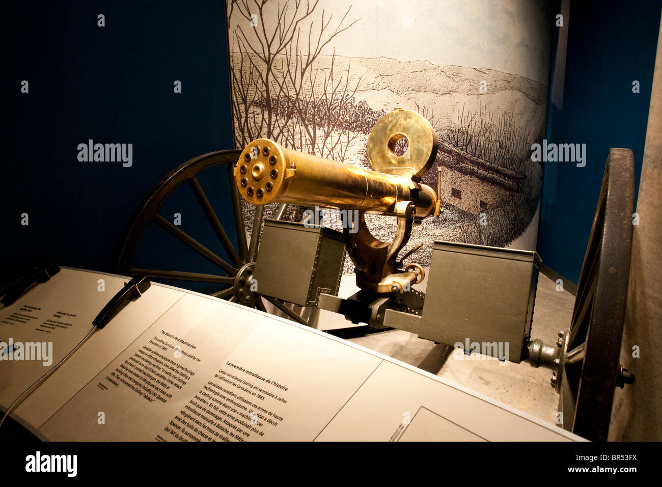 North America Canada Ontario Ottawa Canadian War Museum Gatling Gun world's first machine gun Stock Photo