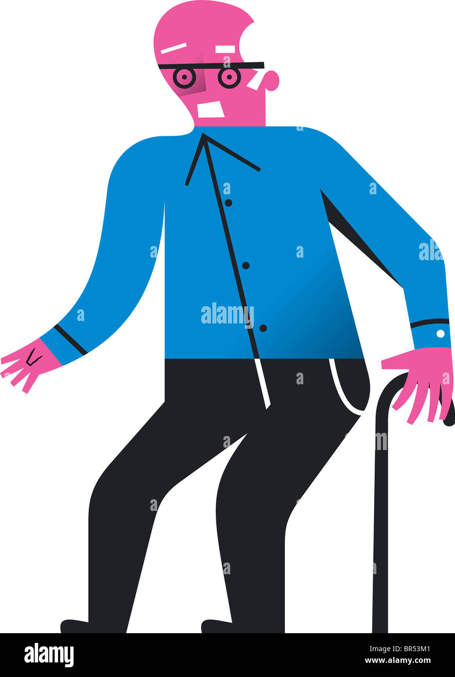 Man with walking stick hi-res stock photography and images - Alamy