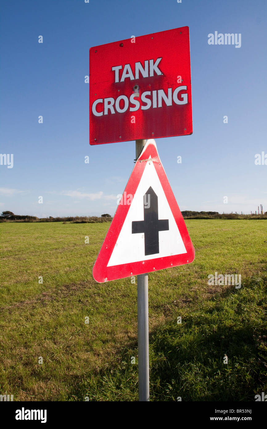 road trafic sign tank crossing at Castlemartin firing range