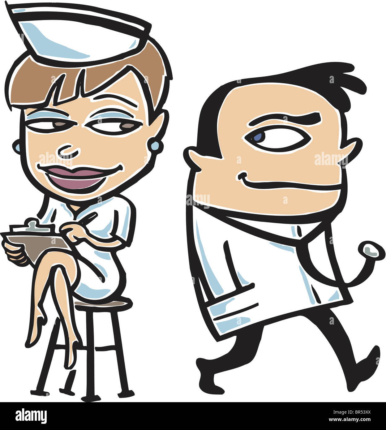 Male doctor flirting female nurse hires stock photography and images