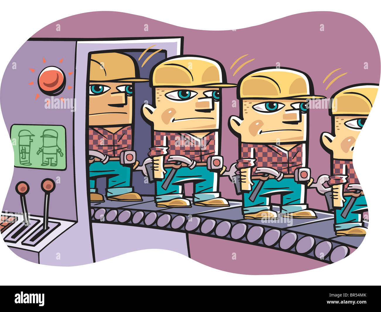 Cloned workers coming out of a machine on a conveyor belt Stock Photo - Alamy Cloned workers coming out of a machine on a conveyor belt Stock Photo - Alamy