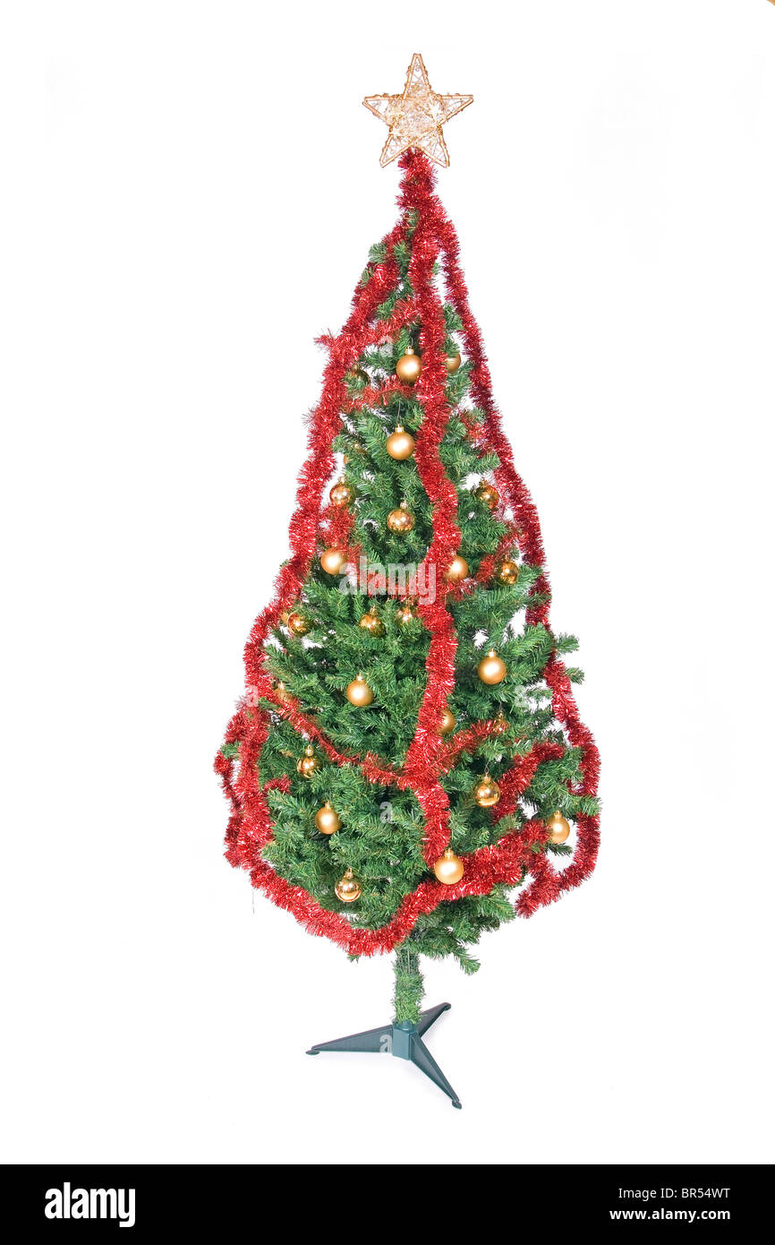 Christmas tree isolated on white background Stock Photo - Alamy