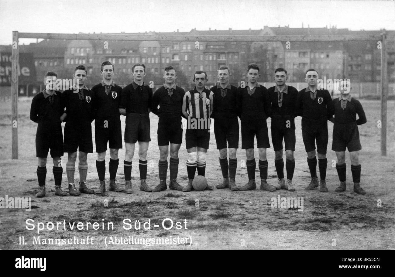 Historic photograph, soccer team, around 1920 Stock Photo