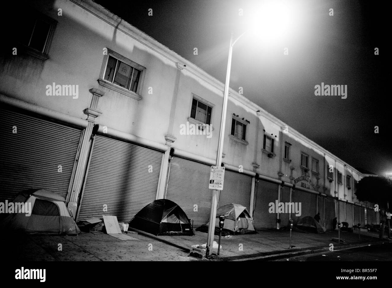 Homeless in the Skid Row area of Los Angeles California. Stock Photo