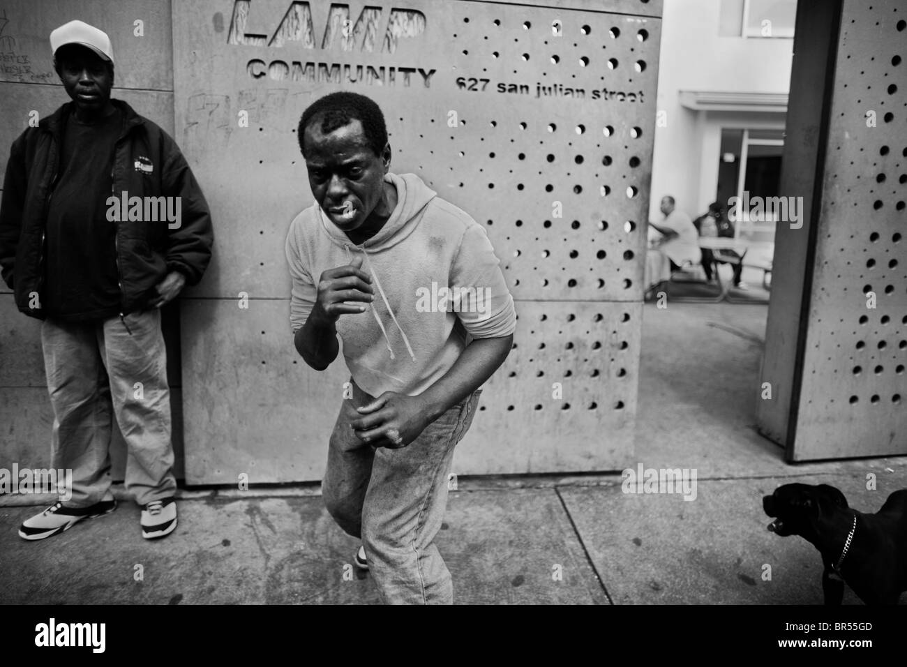 Homeless in the Skid Row area of Los Angeles California. Stock Photo