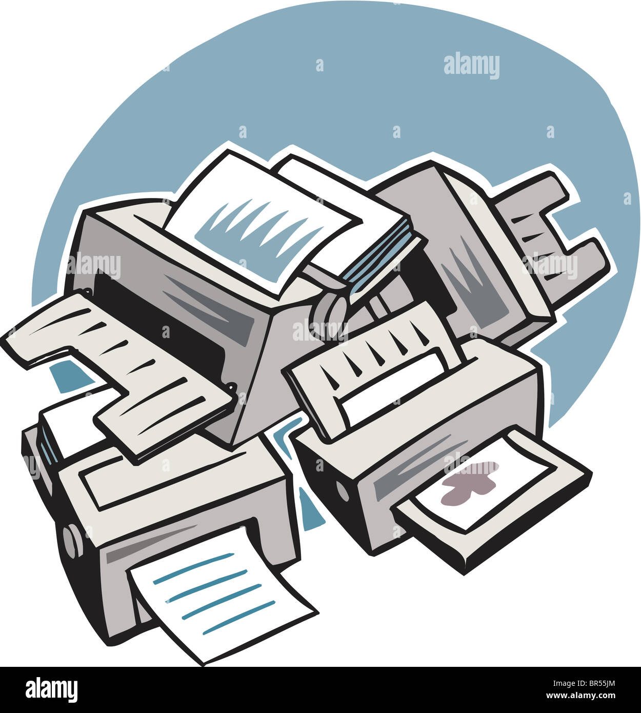 Drawing of a stack of printers Stock Photo Alamy