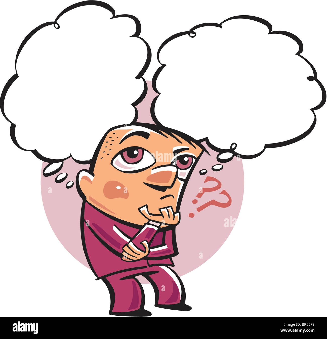 A cartoon drawing of a man thinking Stock Photo - Alamy
