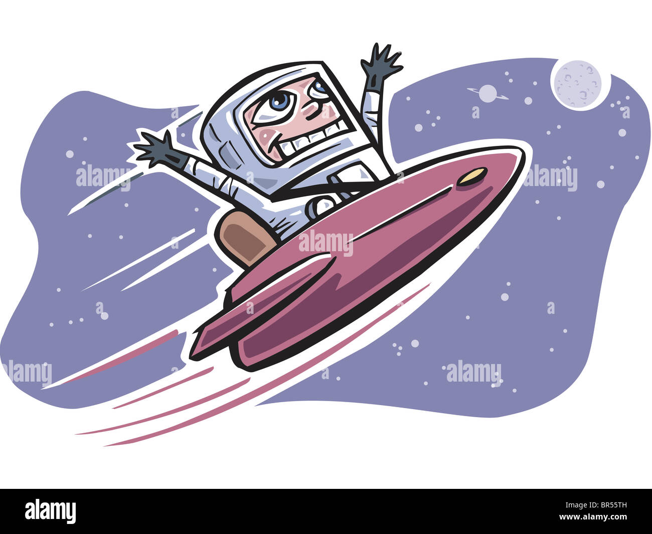 An Astronaut Flying In A Spacecraft Stock Photo Alamy