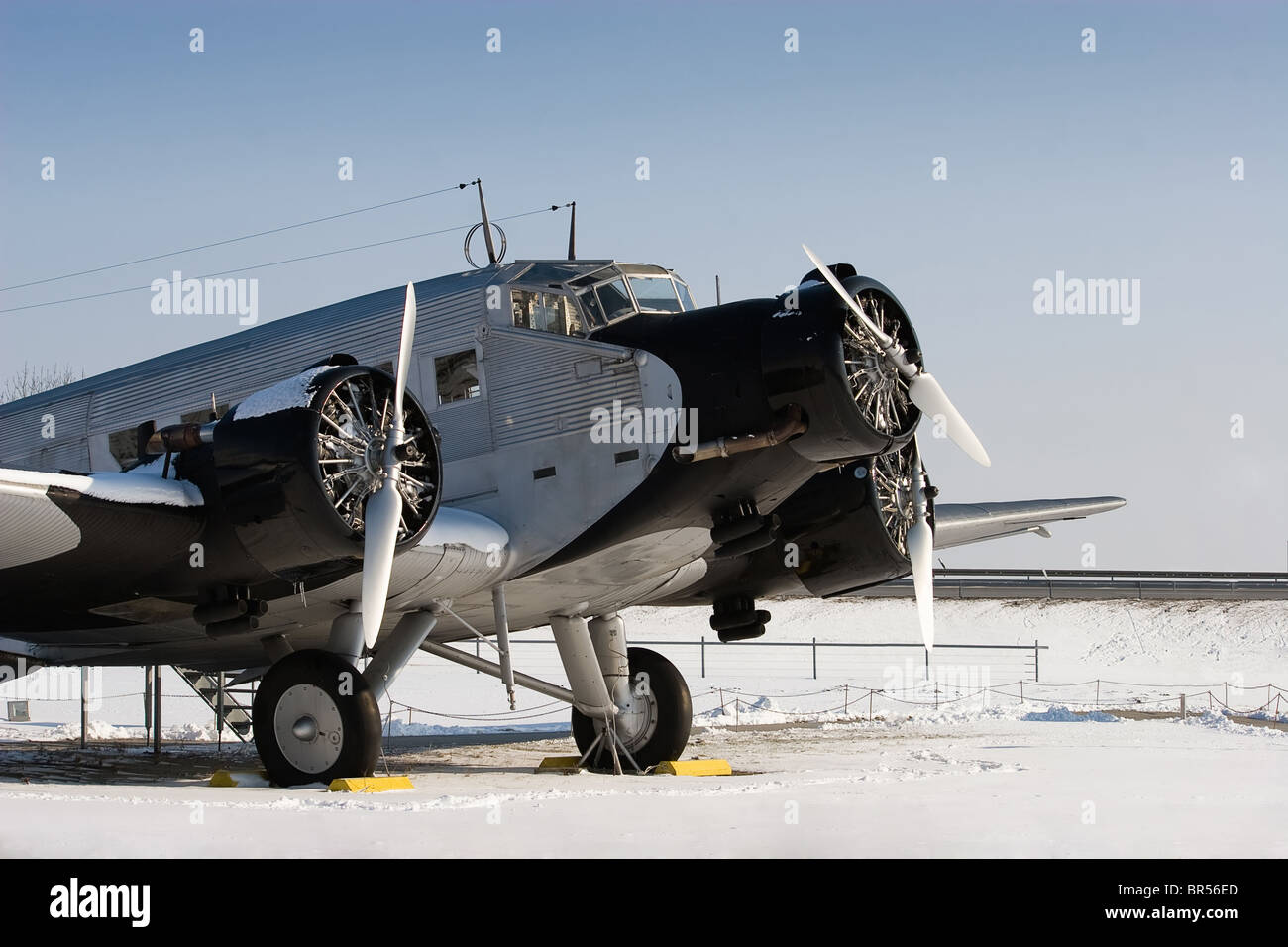 The Junkers Ju 52 was used as an civilian airliner and military aircraft manufactured between 1932 and 1945 by Junkers. Stock Photo