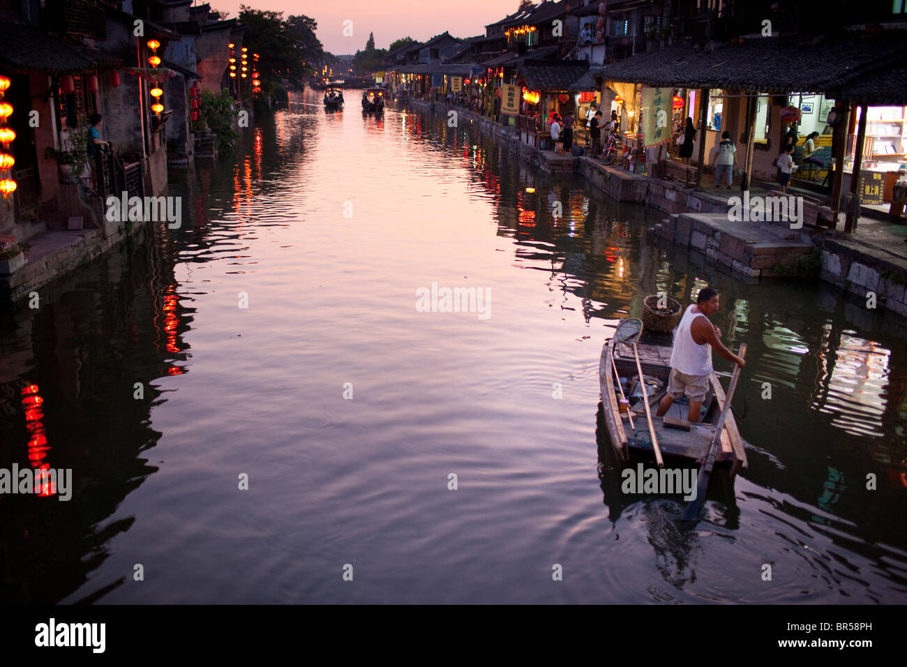 Ancient water canals in Xitang China Stock Photo
