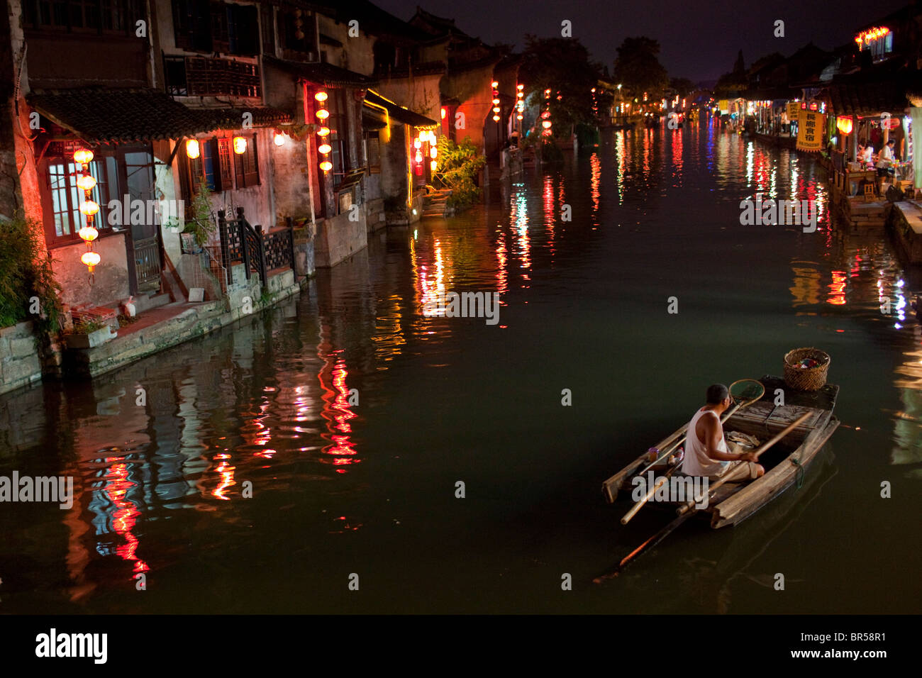 Ancient water canals in Xitang China Stock Photo