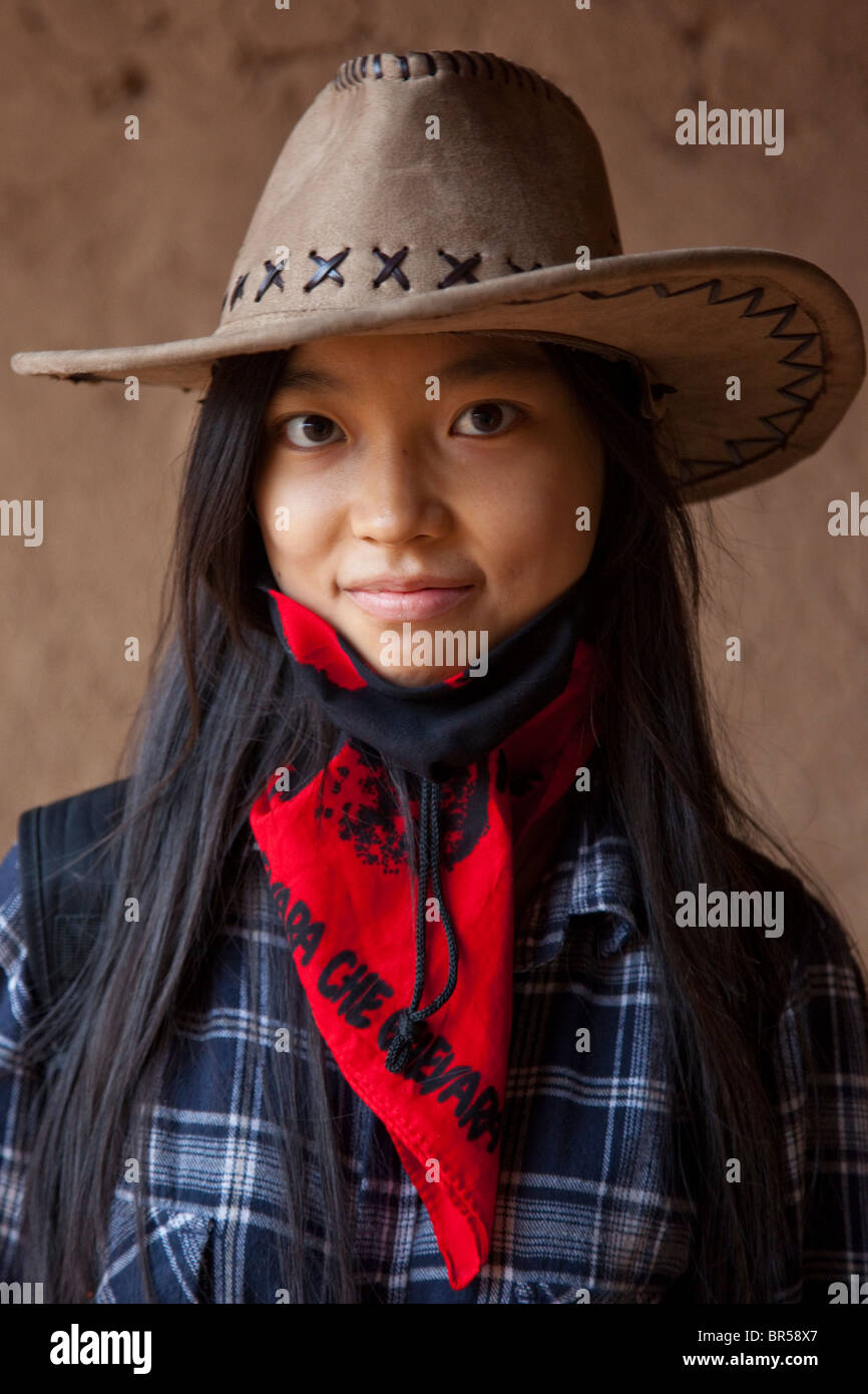 Portrait of a teenage girl in Toyuq Xinjiang China. Stock Photo