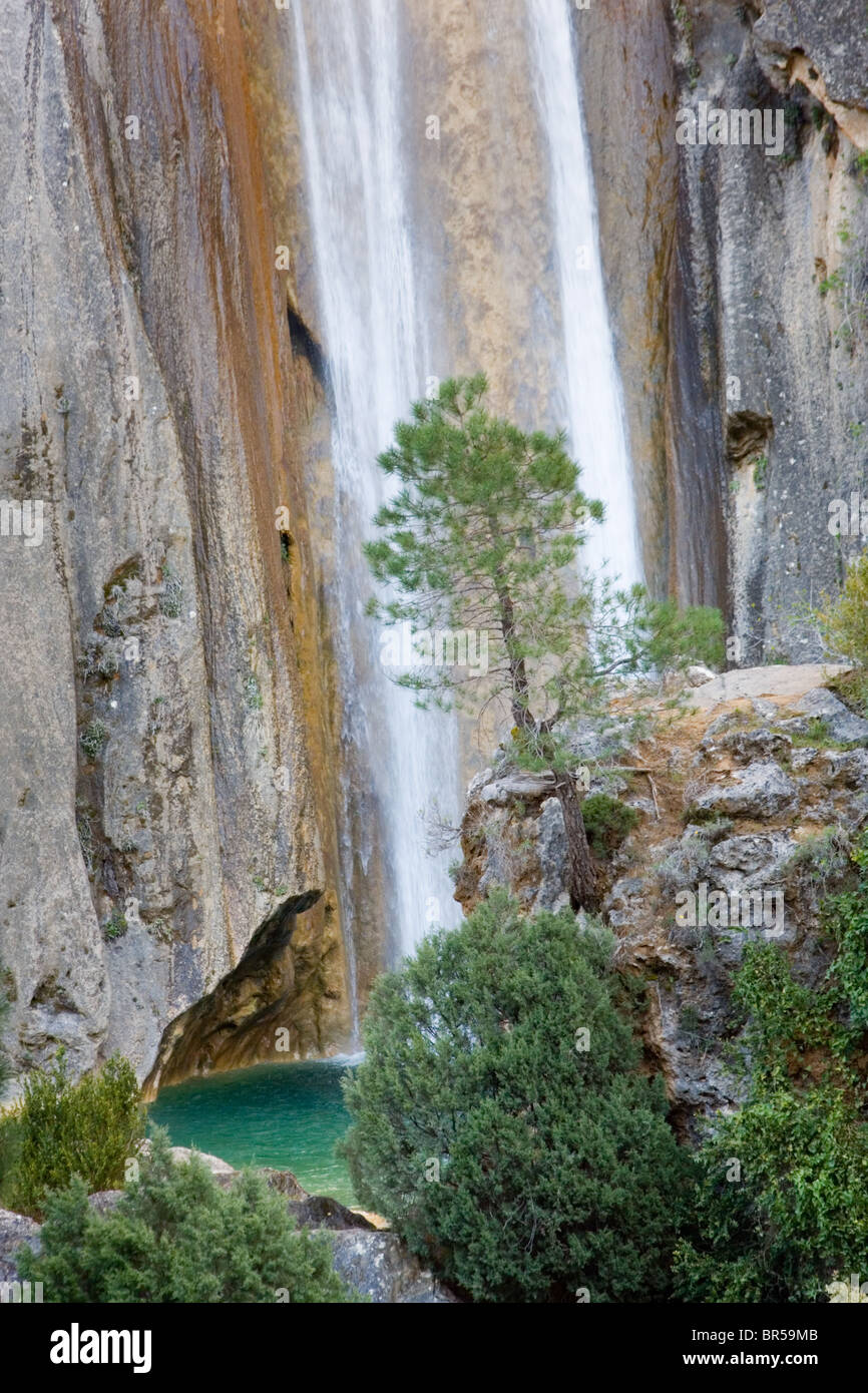 Beautiful waterfall and natural blue pool, Cazorla National Park, Jaen Province, Spain Stock Photo