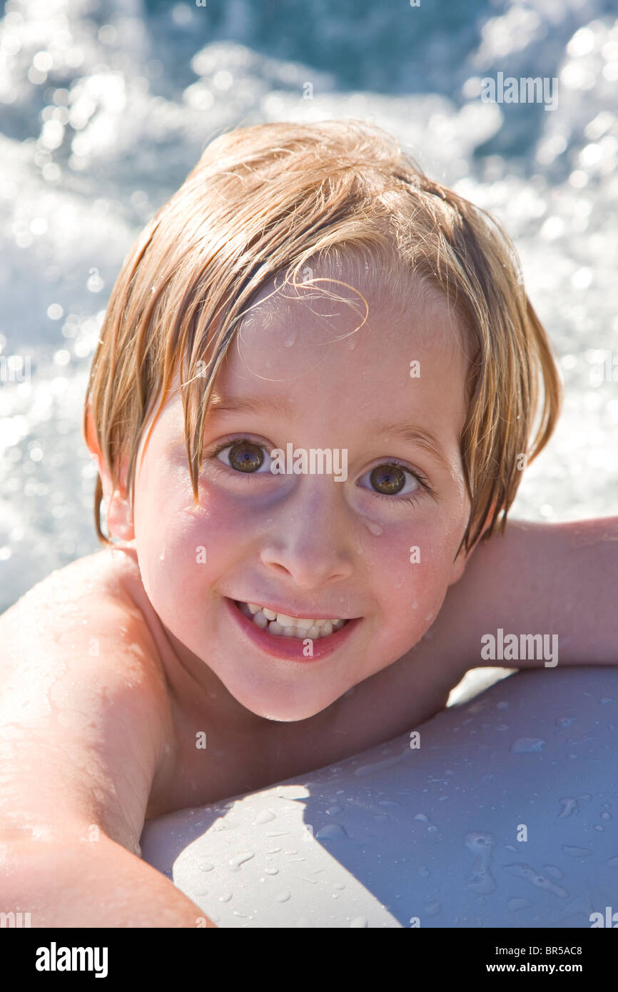Boy in Hot Tub Stock Photo Alamy
