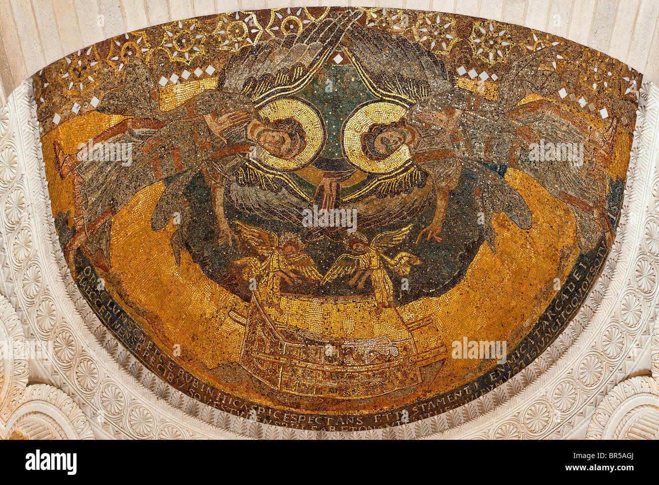 France, Loiret (45), Germigny-des-pres Church, Carolingian Mosaic of The Ark of the Covenant Stock Photo