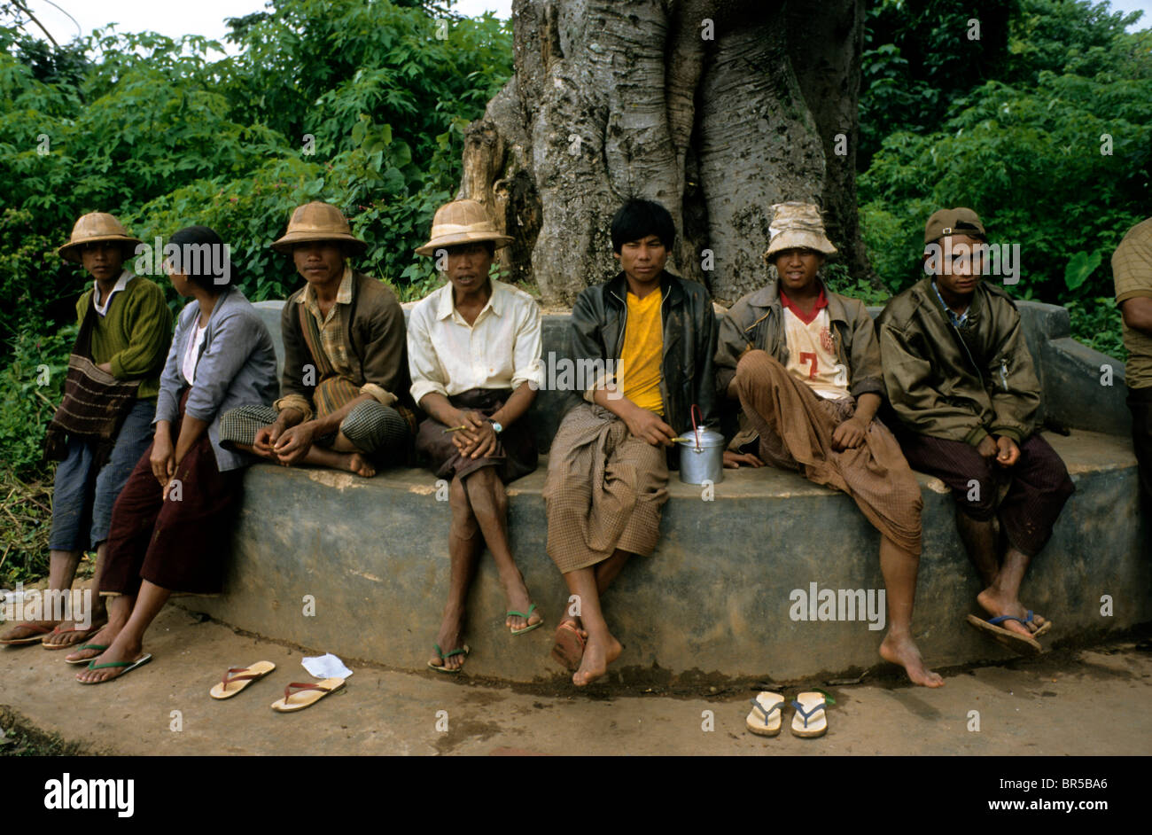 Day-workers waiting for work, Burma, Myanmar, Asia Stock Photo