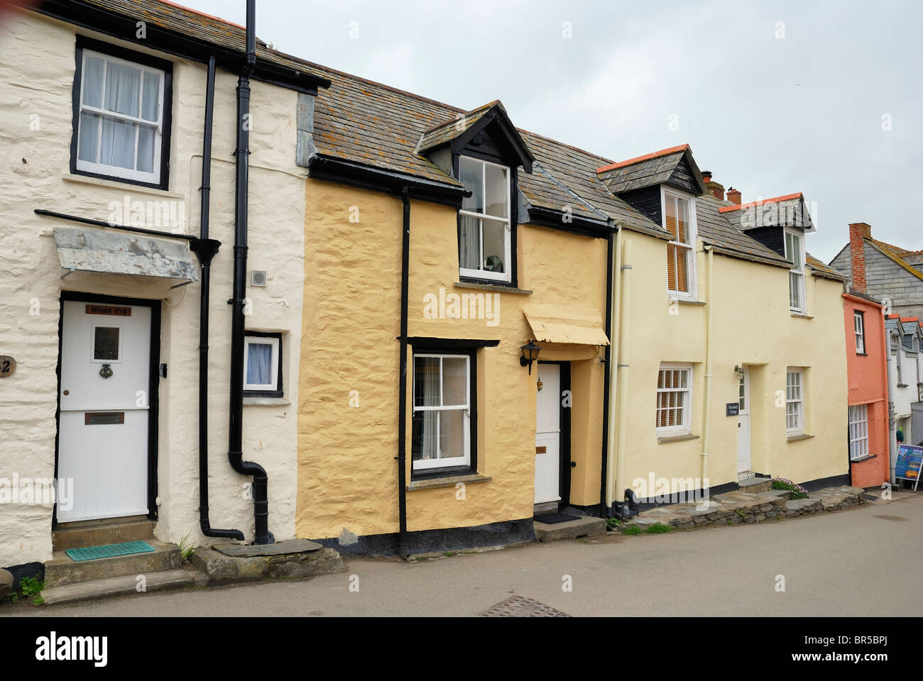 Typical houses in the fishing village of port isaac cornwall england uk