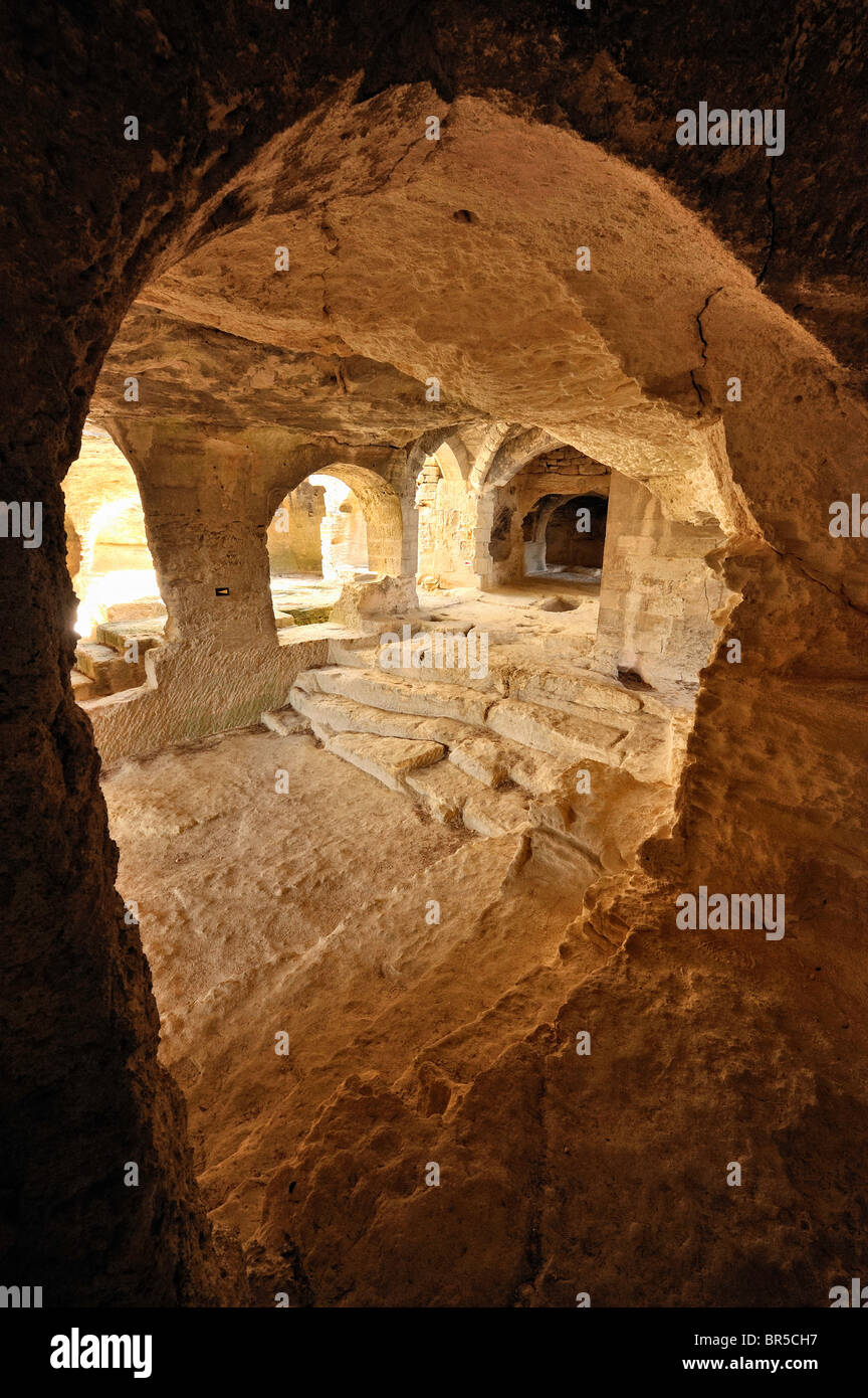 Saint Roman de l'Aiguille abbey, Gard, France. Stock Photo