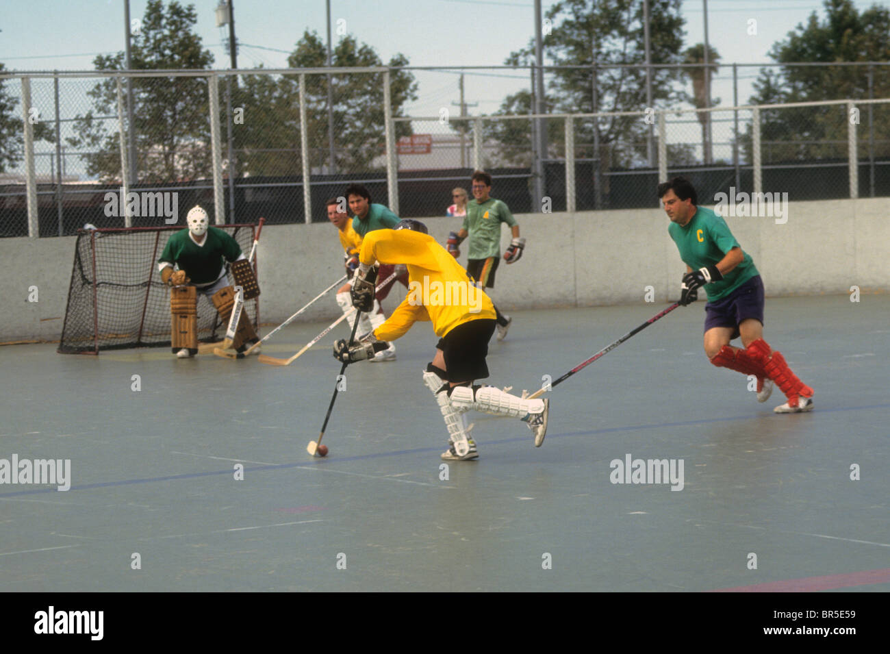 field hockey rink concrete stick puck ball Stock Photo Alamy