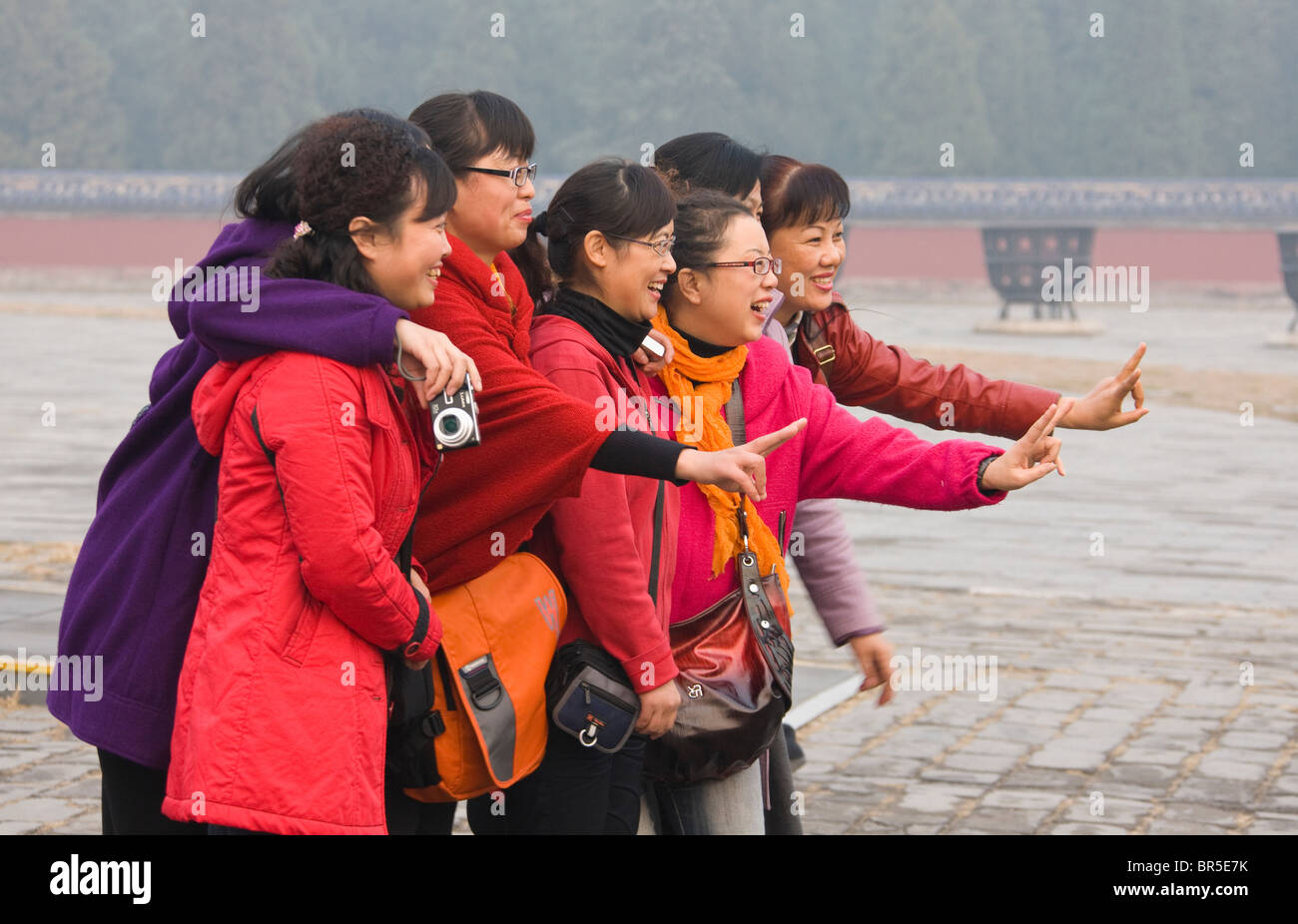 Tourists in Temple of Heaven, Beijing, China Stock Photo