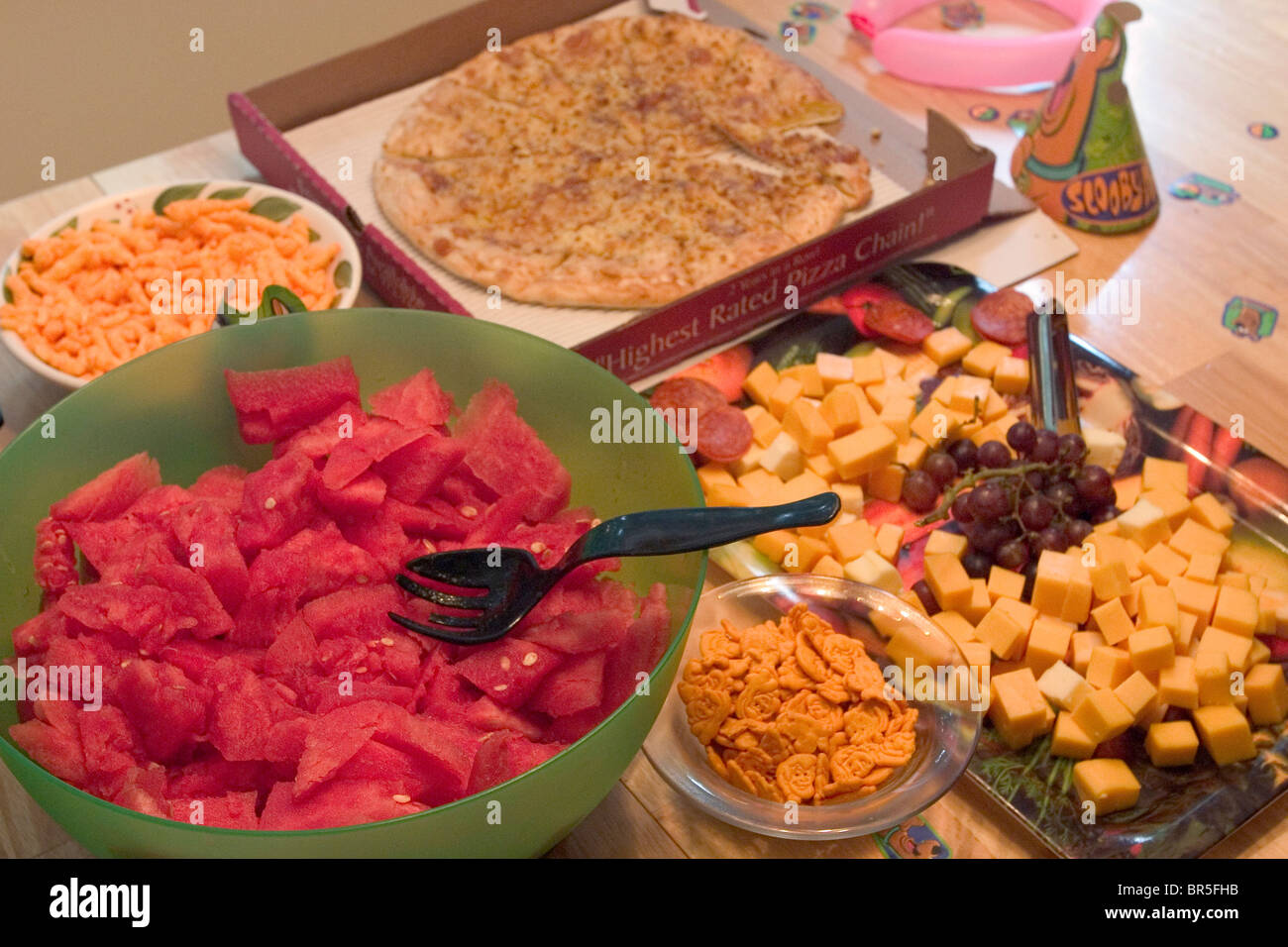 Food at a birthday party in Atlanta GA. Stock Photo