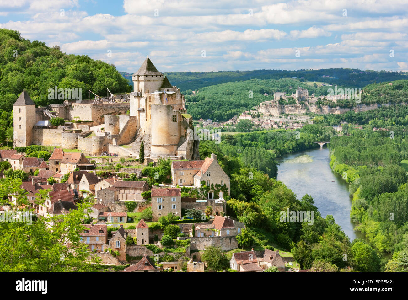 Castle, river Dordogne, Beynac, CastelnaudlaChapelle Dordogne Stock